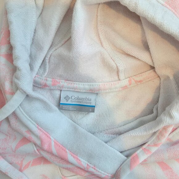 Columbia Women's Hoodie Sweatshirt Pink and White Floral Pattern Size Small - Picture 5 of 10